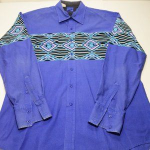 ROPER Mens Size XL Blue Western Striped Aztec